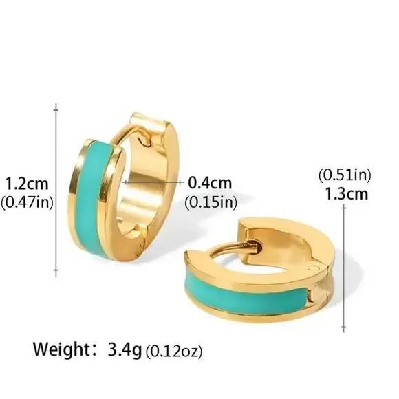 Small Huggie Earrings (Turquoise) #638 - Picture 4 of 6